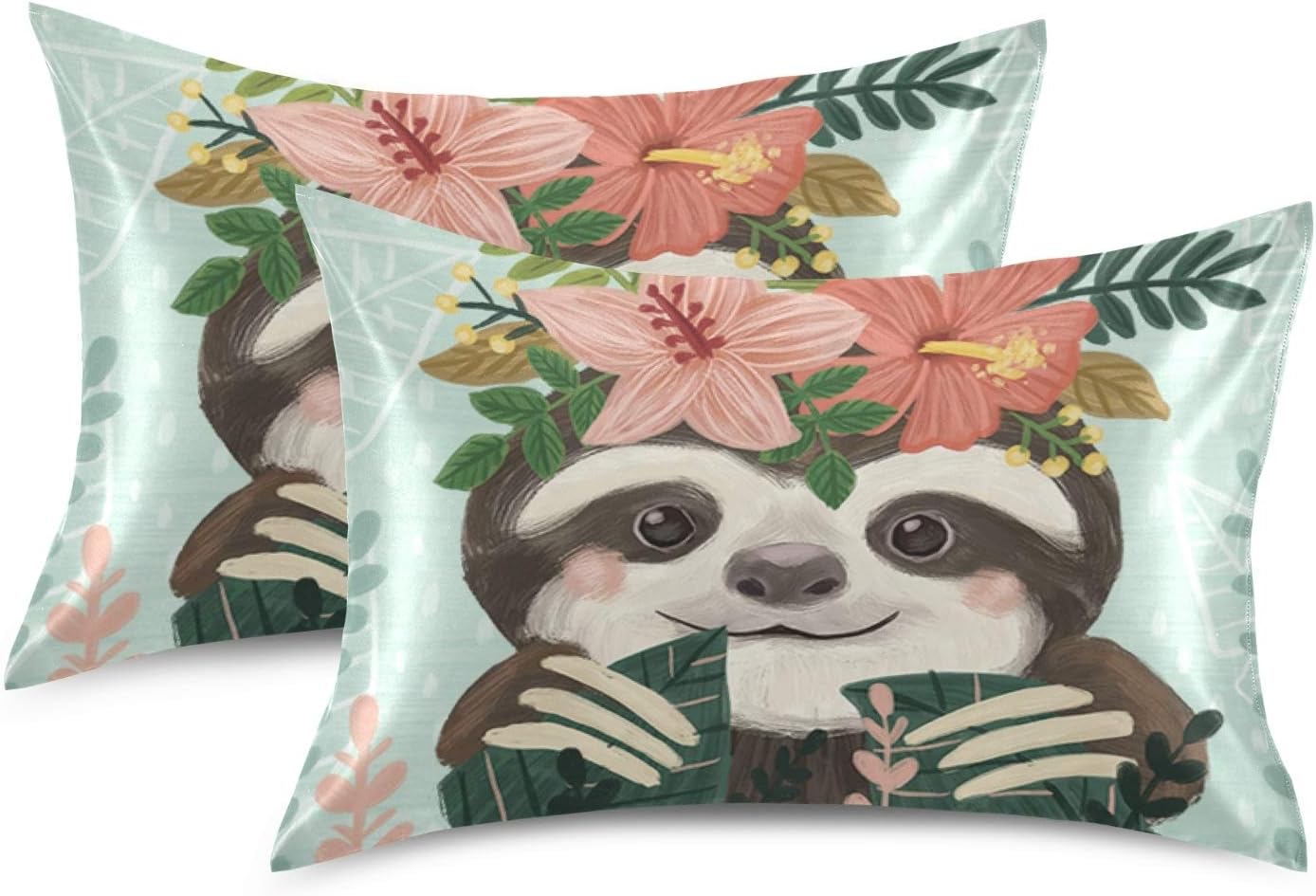 xigua Fundas de almohada de satén de perezoso transpirable para cabello y piel, funda de almohada sin cremallera con cierre de sobre para sofá,