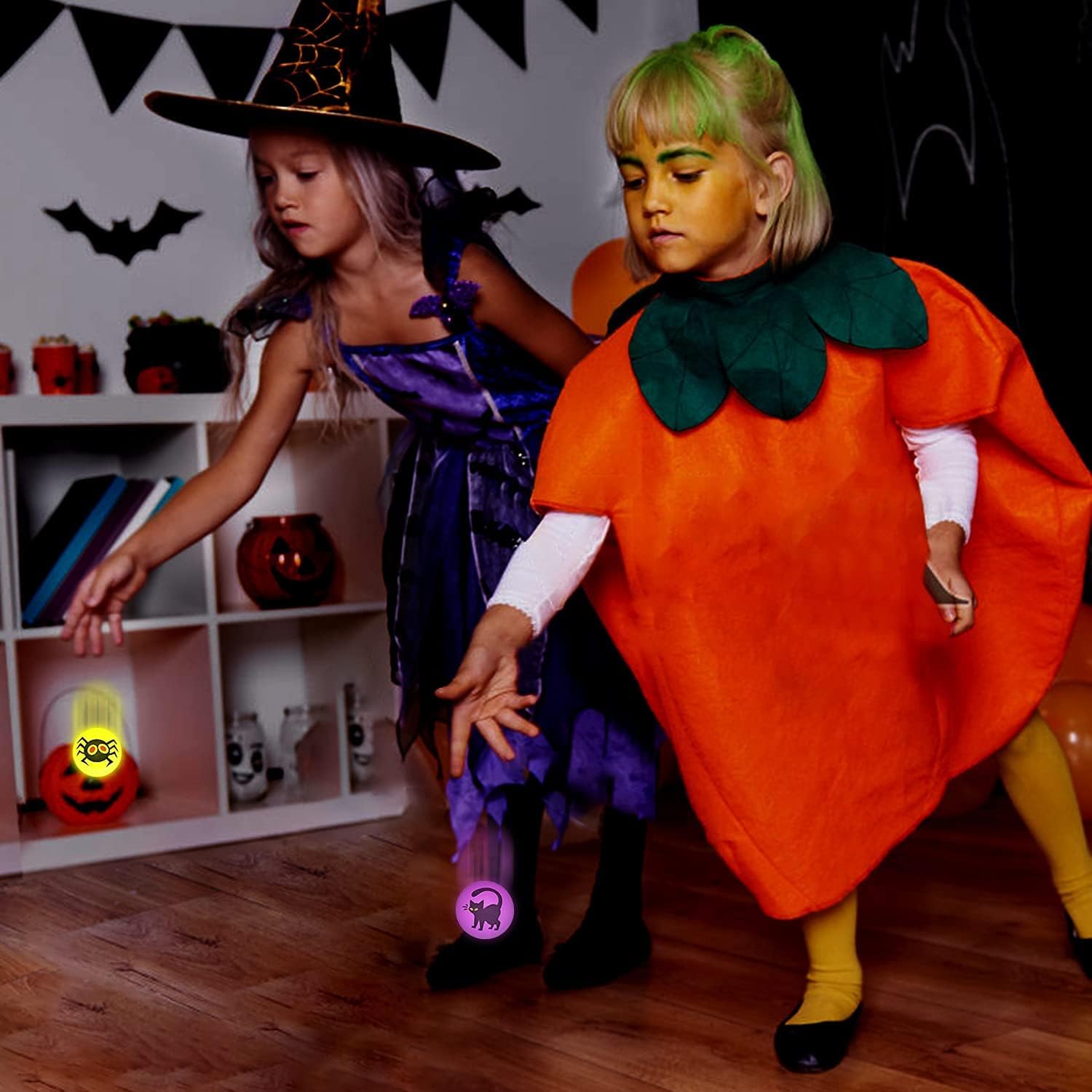 72 bolas que rebotan que brillan en la oscuridad, 8 bolas inflables temáticas de Halloween para suministros de fiesta de Halloween,