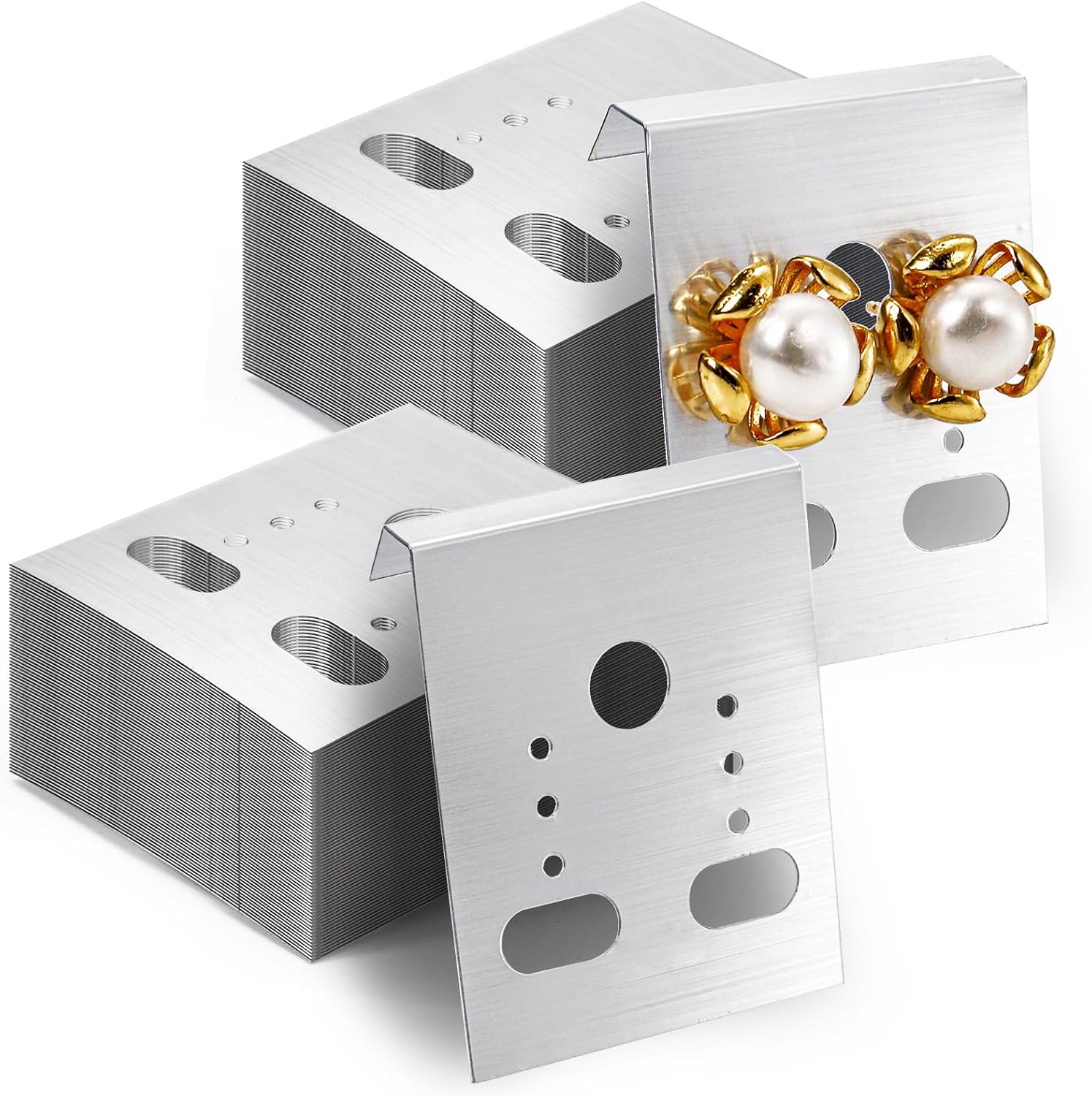 Lawei Paquete de 500 tarjetas colgantes para aretes, tarjetero, liso de 1.2 x 1.5 pulgadas, con 6 agujeros para aretes de oreja, tarjetas de