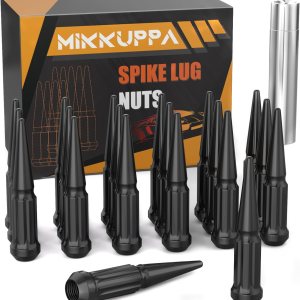 MIKKUPPA Tuercas de llanta de rueda de 12-20, 20 tuercas negras de 12 x 20 pulgadas sólidas de 4.4 pulgadas de alto con 1 llave de enchufe de MIKKUPPA Tuercas de llanta de rueda de 12-20, 20 tuercas negras de 12 x 20 pulgadas sólidas de 4.4 pulgadas de alto con 1 llave de enchufe de