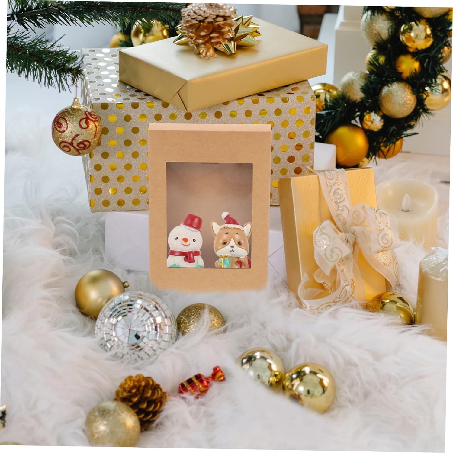 Mobestech Caja de regalo de papel Kraft Cajas de regalo Kraft Cajas de galletas Contenedor de comida para bebés Contenedores de comida de papel