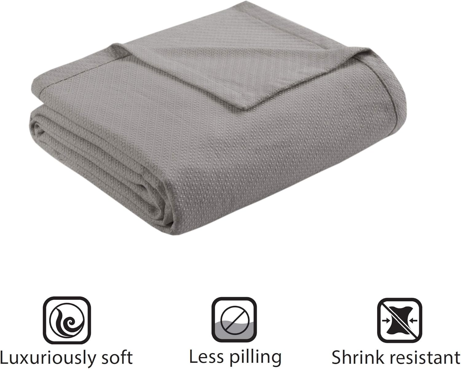 Madison Park – Manta de lujo, suave, acogedora, 100% algodón hilado en anillo, para cama, o sofá