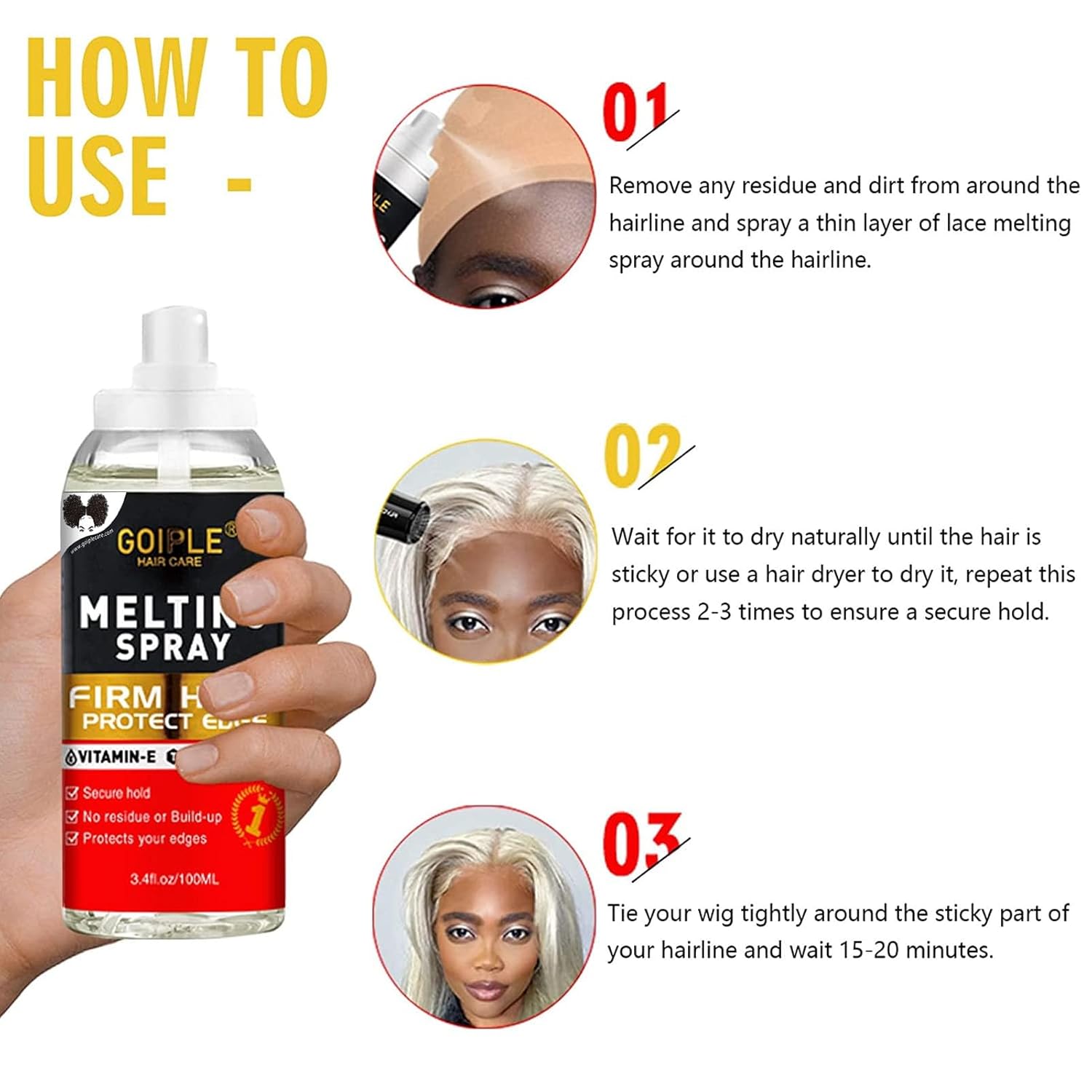 Pegamento de encaje para pelucas de encaje frontal, adhesivo de peluca para extensiones de pelucas, spray de fusión de encaje para pelucas de