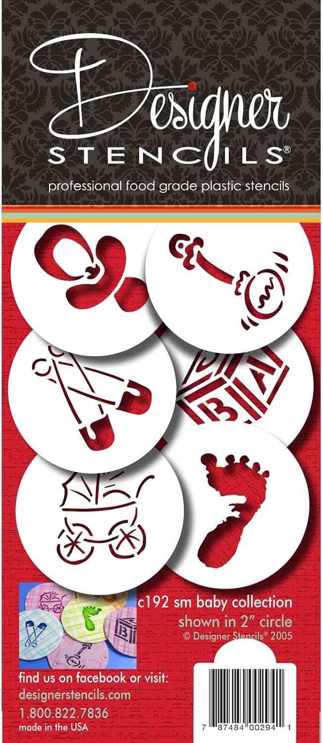 Designer Stencils Plantillas para dulces y galletas, pequeñas, beigesemitransparentes