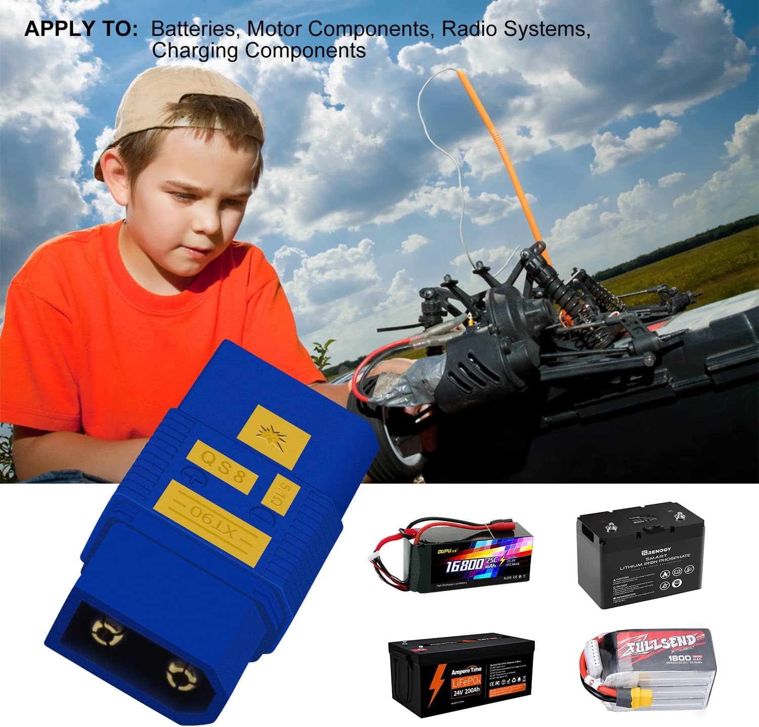 BABUVYA QS8 hembra a XT90 macho enchufe de alta corriente Antispark Conector Aplicación con control remoto Juguetes Drone Battery Charger Etc