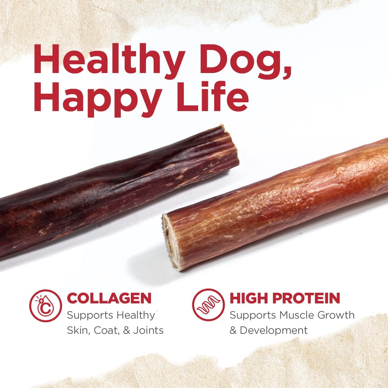 Natural Farm Power Bully Sticks – Masticables para perros (2-3 pulgadas, bolsa de 1 libra), masticables 2 en 1 mejilla de res prémium envuelta en