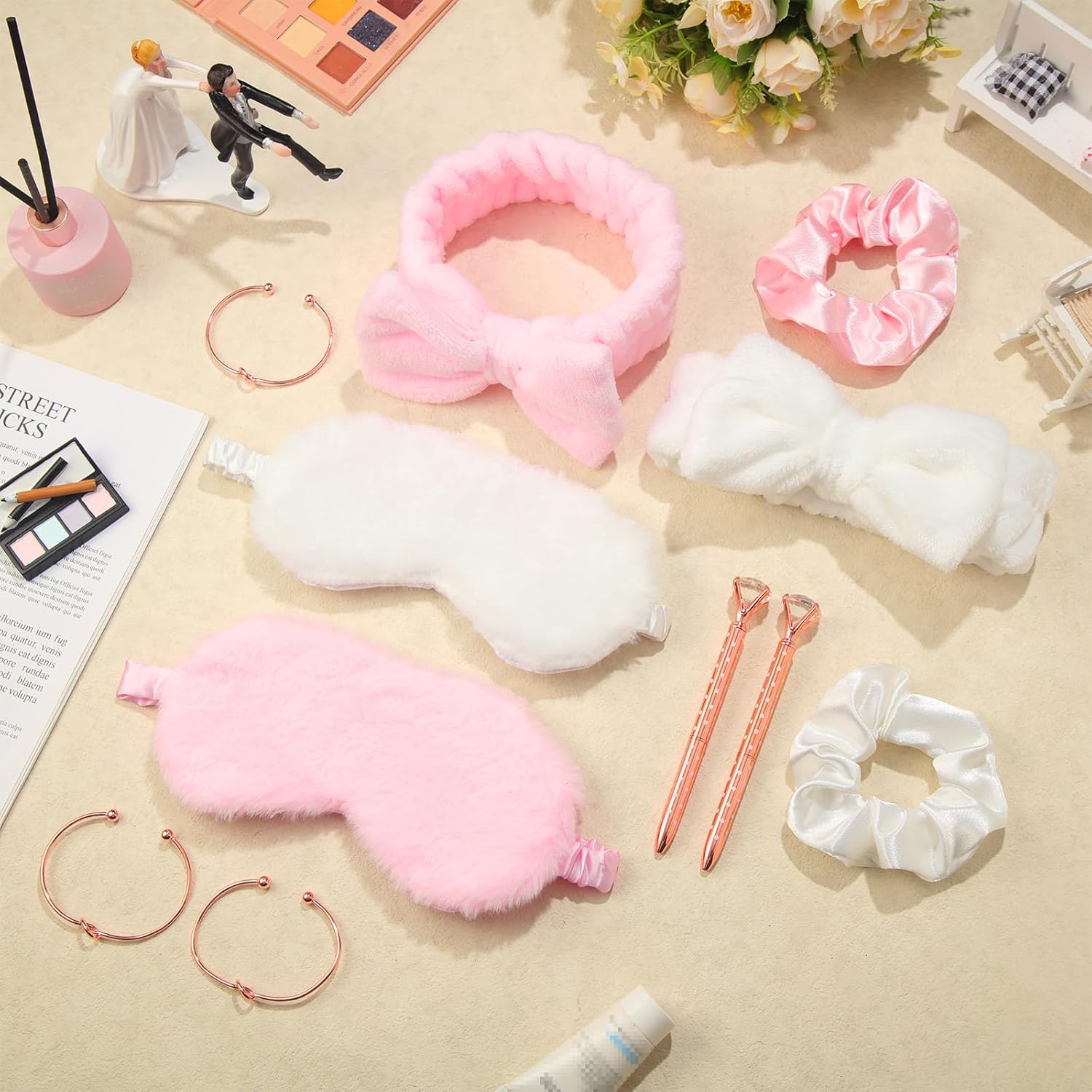 Berlune Juego de 30 piezas de regalos de despedida de soltera, propuesta de dama de honor, incluye diadema de maquillaje de spa, bandas para el