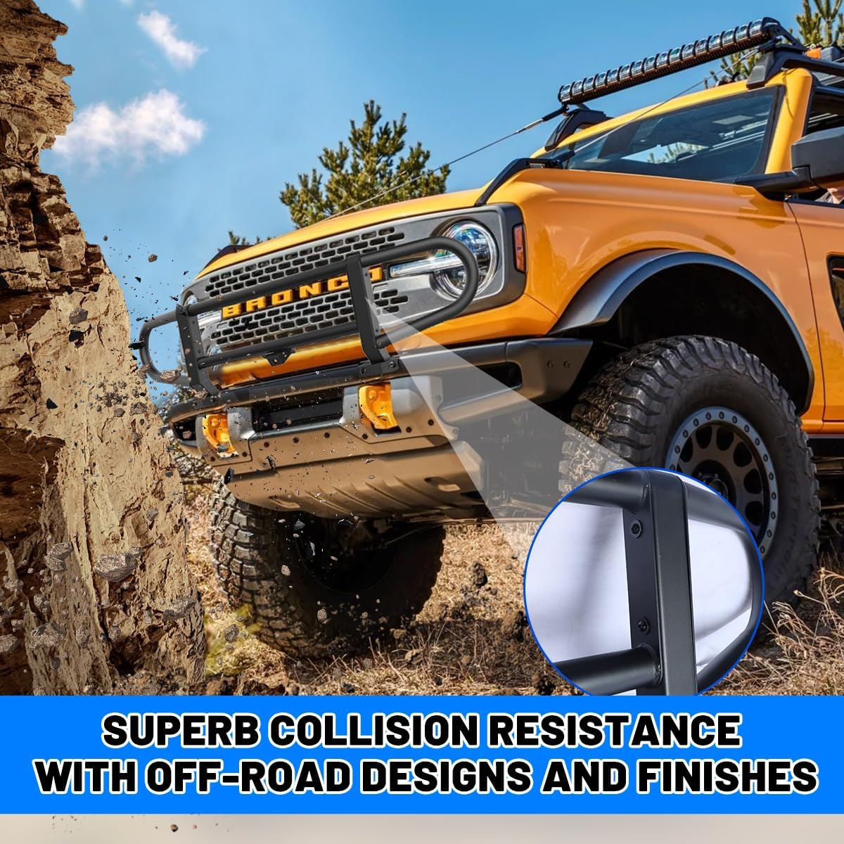 ROXX Bull Bar – Protectores de cepillo para Ford Bronco 2021-2023 con modelo de parachoques delantero modular de fábrica, no para el modelo Bronco