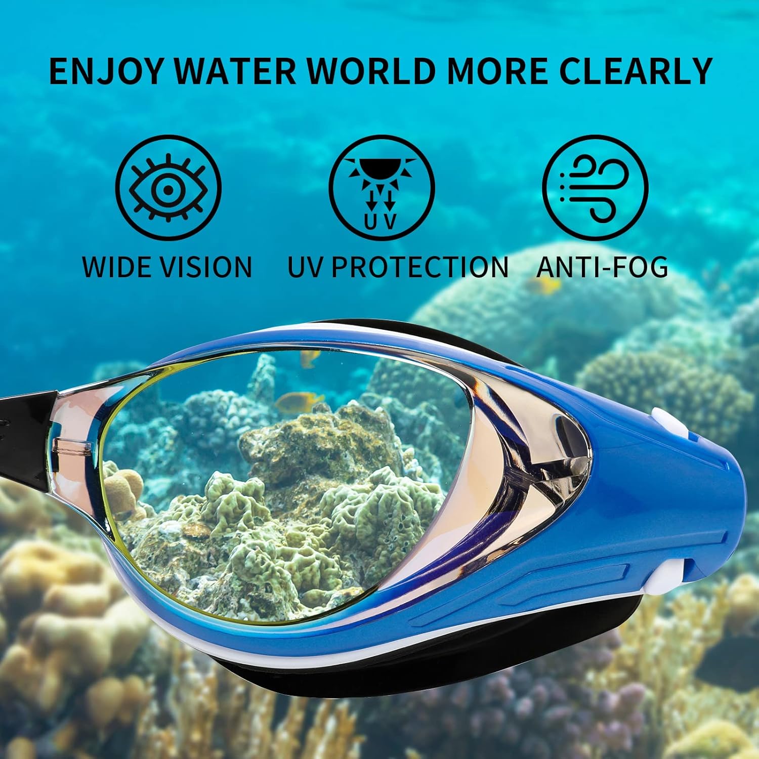 Gafas de natación miopes, gafas de natación ópticas miopes, sin fugas, antivaho y protección UV para adultos, hombres y mujeres