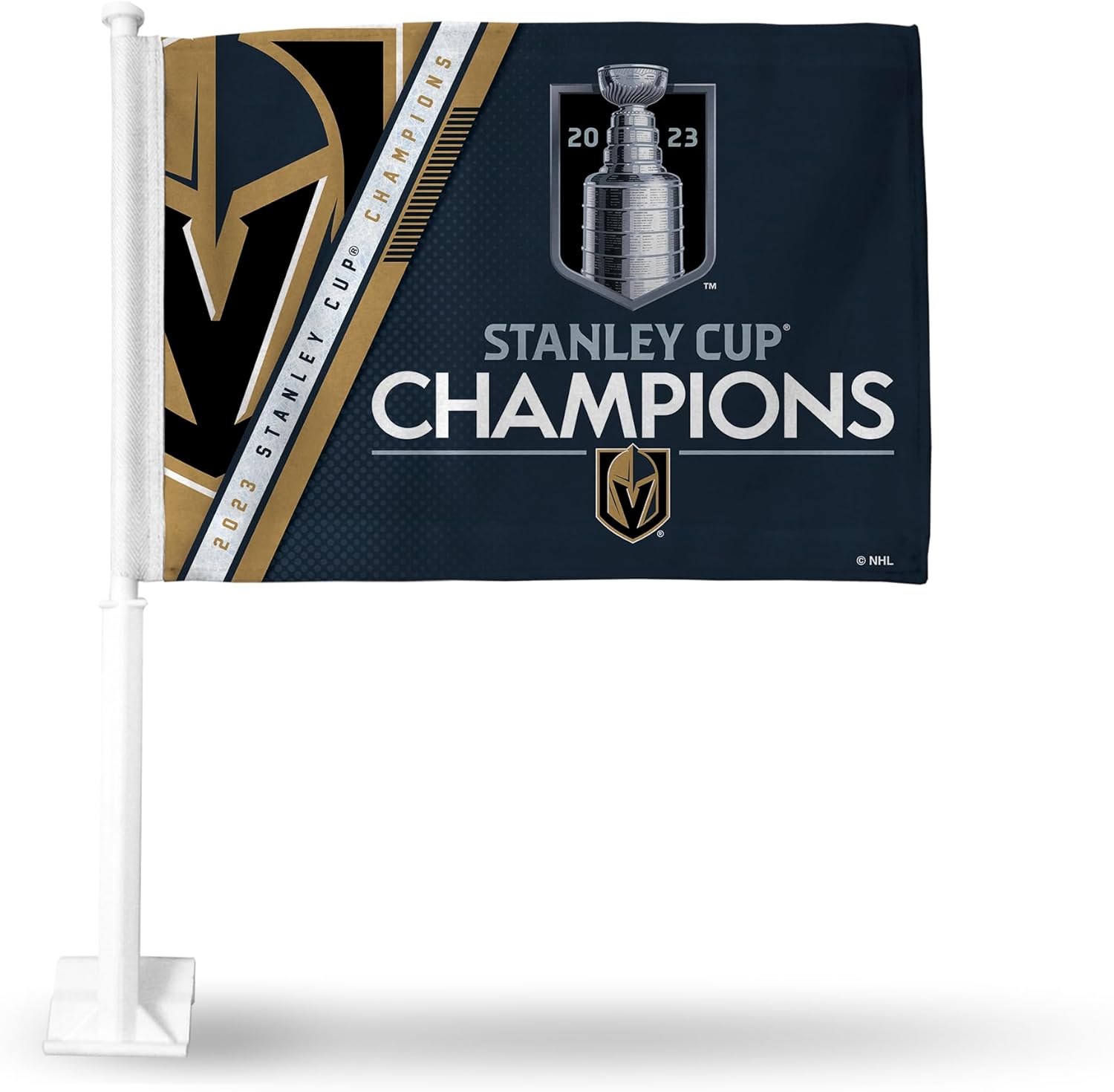 Rico Industries NHL Hockey Stanley Cup Champions – Bandera de coche de doble cara  16 x 19 pulgadas  Poste fuerte que se engancha en el