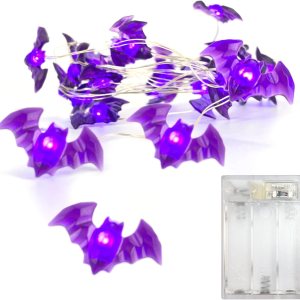 Luces de Halloween que funcionan con pilas, 30 luces LED moradas de 10 pies con función de temporizador, 6 horas encendidas y 18 horas apagadas, Luces de Halloween que funcionan con pilas, 30 luces LED moradas de 10 pies con función de temporizador, 6 horas encendidas y 18 horas apagadas,