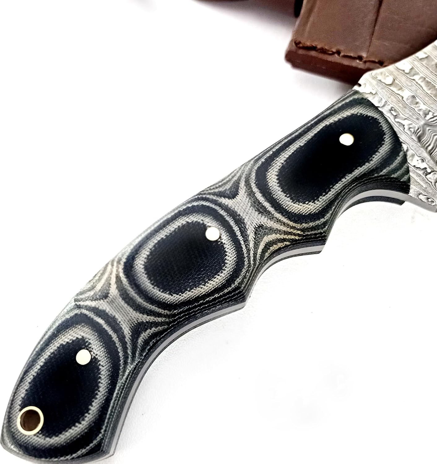 Cuchillo de caza de hoja fija Tracker Hecho a mano personalizado Acero de Damasco 10 pulgadas Tracker Cuchillo – Mango Micarta negro agarre perfecto