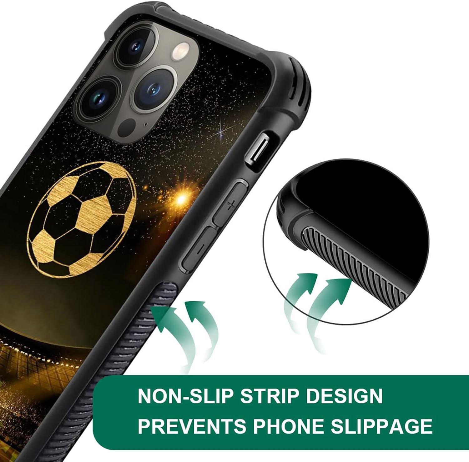 Funda compatible con iPhone 14 Plus, para deportes de estadio de fútbol, TPU suave, a prueba de golpes, de vidrio templado, para iPhone 14 Plus