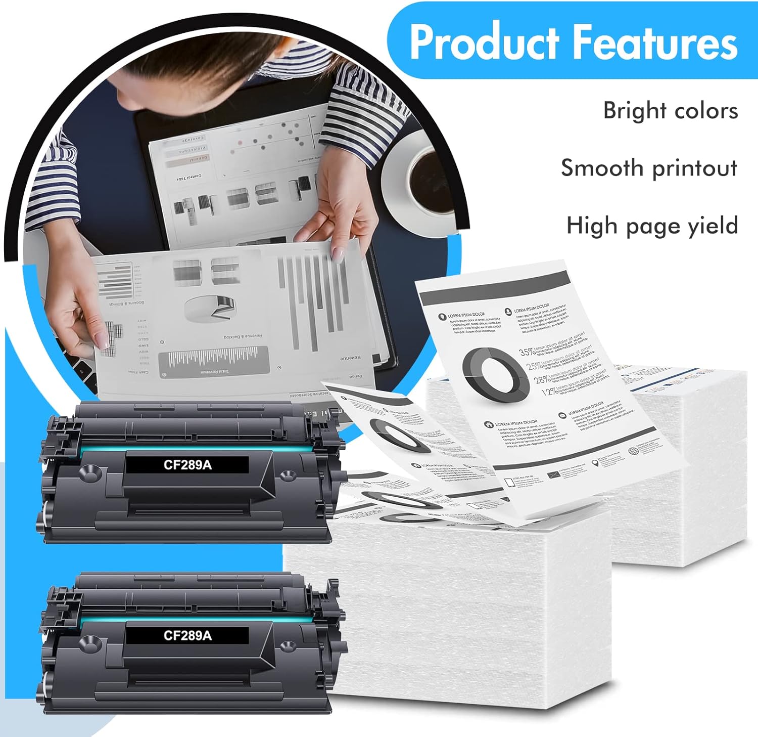 CF289A 89A Cartucho de tóner negro, 2 paquetes de repuesto para HP 89A 89X CF289A CF289X para HP Enterprise M507 M507n M507dn M507x MFP M528dn M528f