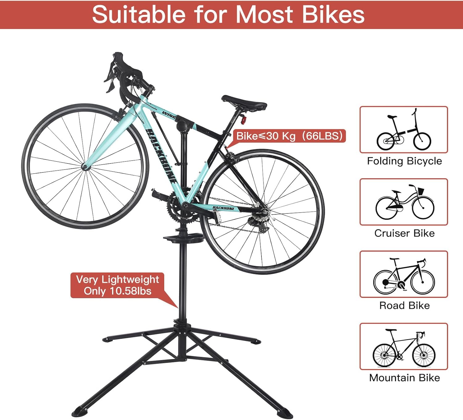 Soporte de reparación de bicicletas, soporte de mantenimiento de bicicleta plegable de aleación de aluminio, soporte de mecánica de reparación de