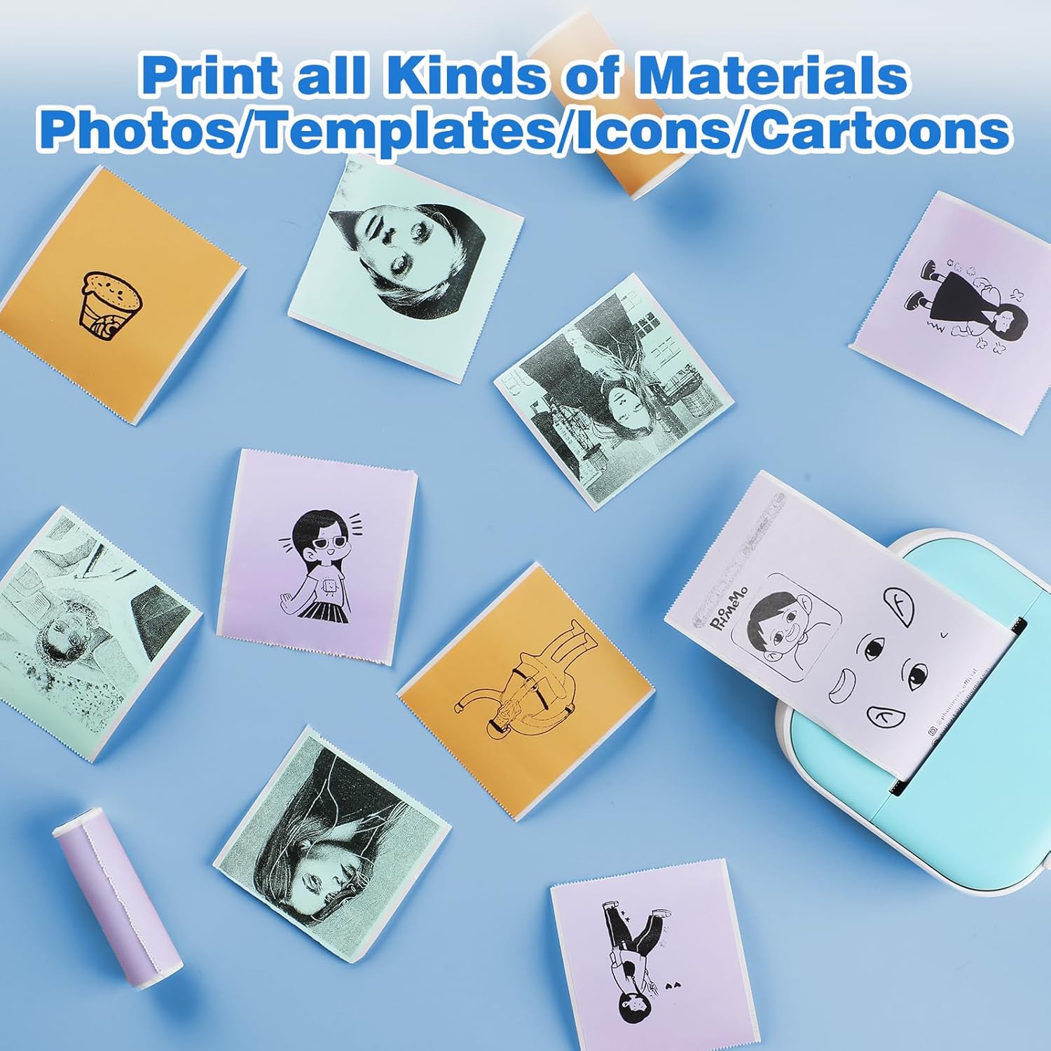 Zoolion Papel de impresora térmica, rollos de papel térmico autoadhesivos coloridos, papel adhesivo blanco para impresora M02XT02 de 20 años, papel