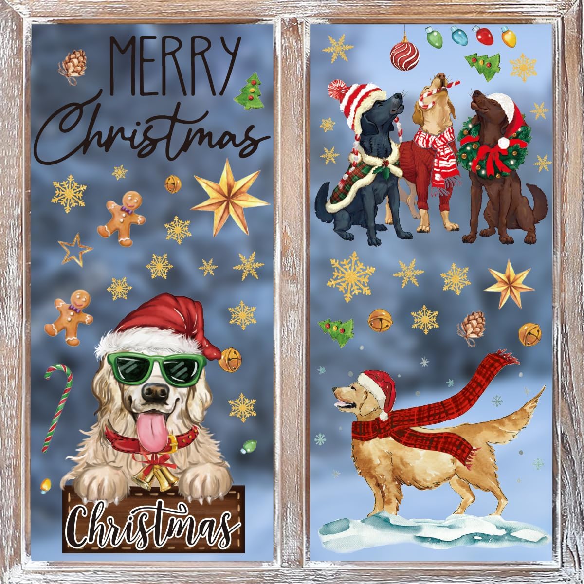 Horaldaily 128 calcomanías de Navidad para ventana, bola de Navidad para el hogar, suministros de fiesta, tienda, ventana, decoración de cristal
