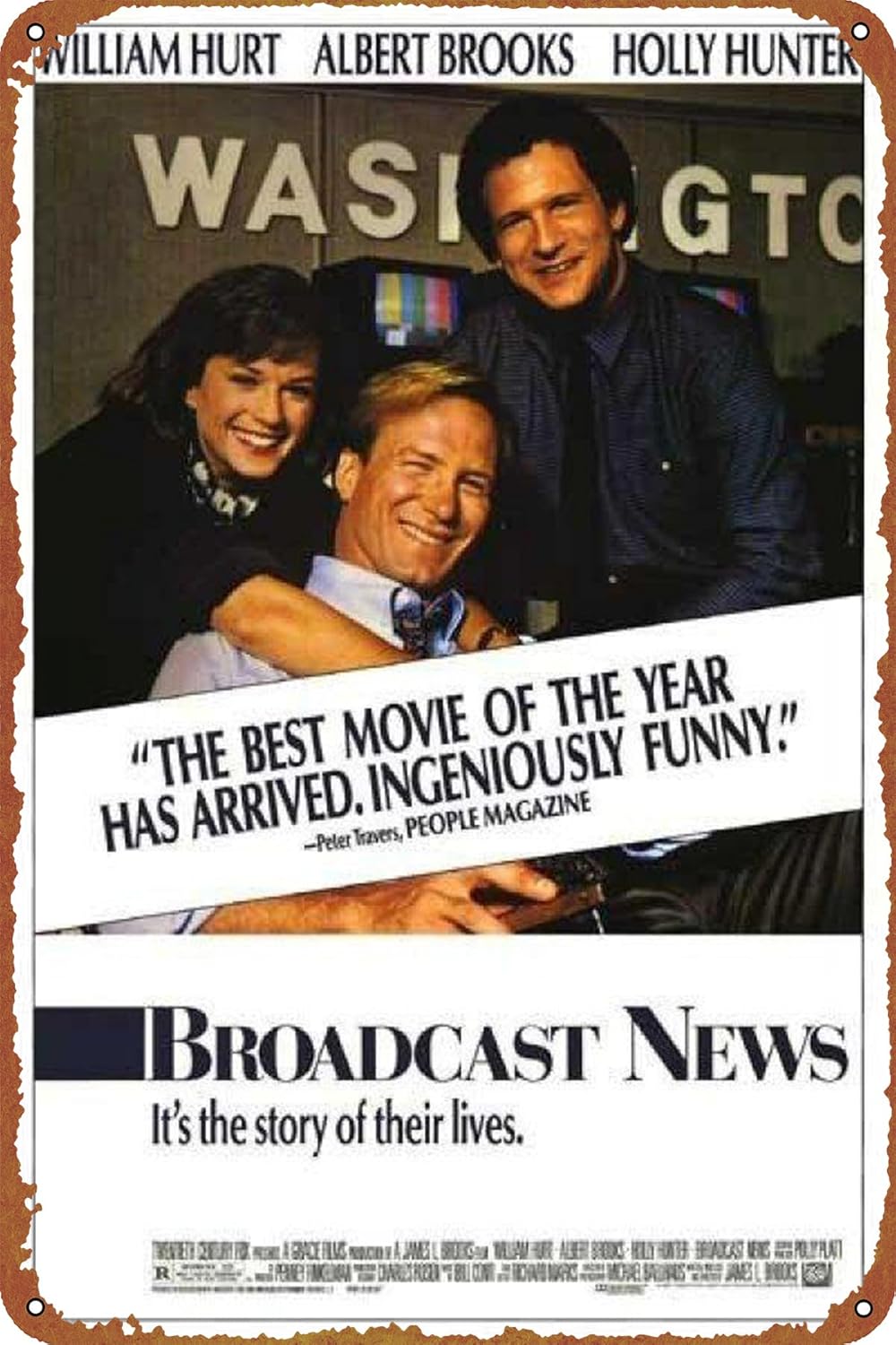 Broadcast News – Póster de película con logotipo de lata de metal, logotipo vintage vintage, para el hogar, barra de cueva, gimnasio, fitness, panel
