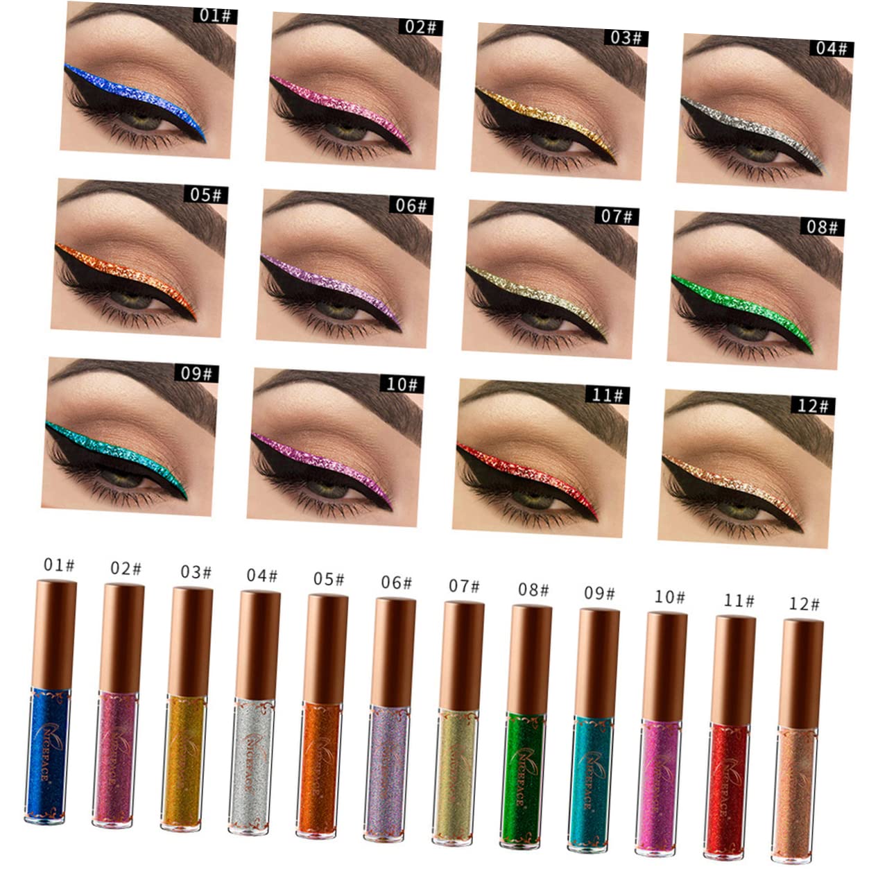 Delineador de ojos líquido metálico con purpurina, sombra de ojos líquida, delineador de ojos líquido, lápices de colores, sombra de ojos líquida