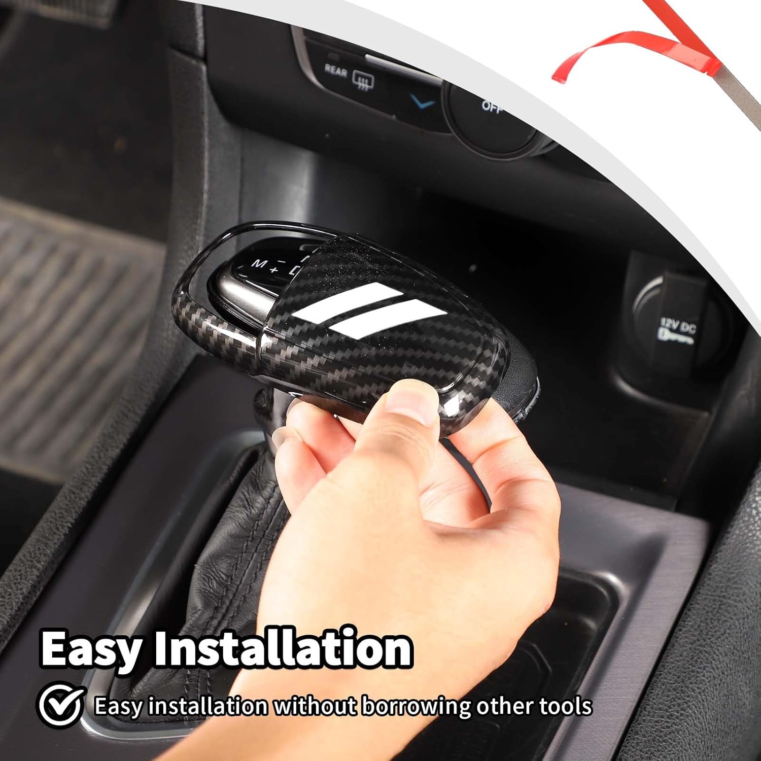 JWWY Pomos de palanca de cambios para Dodge Challenger Charger 2018-2023 Durango Accessories 2015-2023 Fibra de carbono blanca, 3 piezas