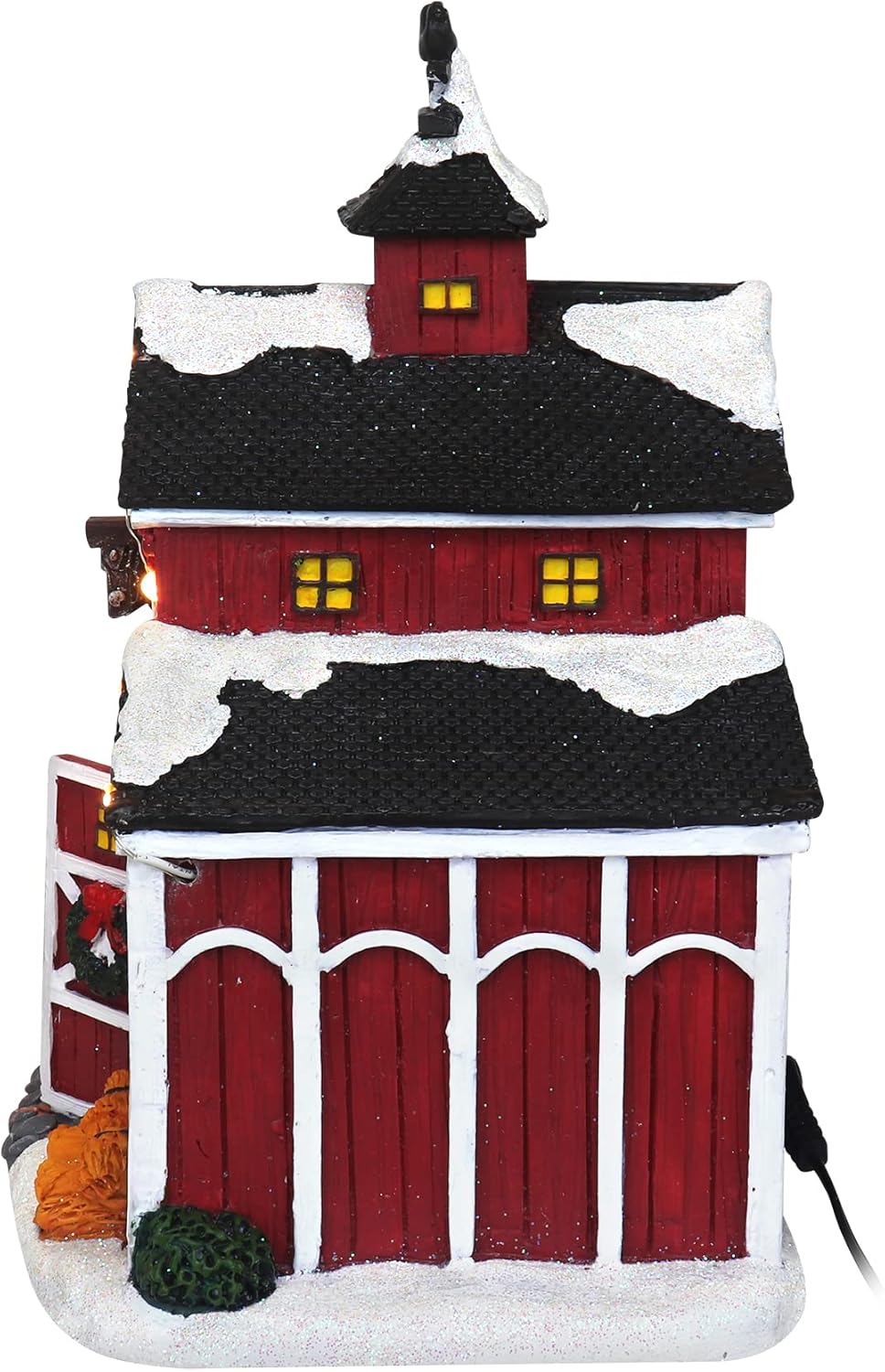 Christmas Village Farm Country Barn  Edificio coleccionable de aldea de nieve musical iluminada  Casas de pueblo de Navidad  Complemento perfecto
