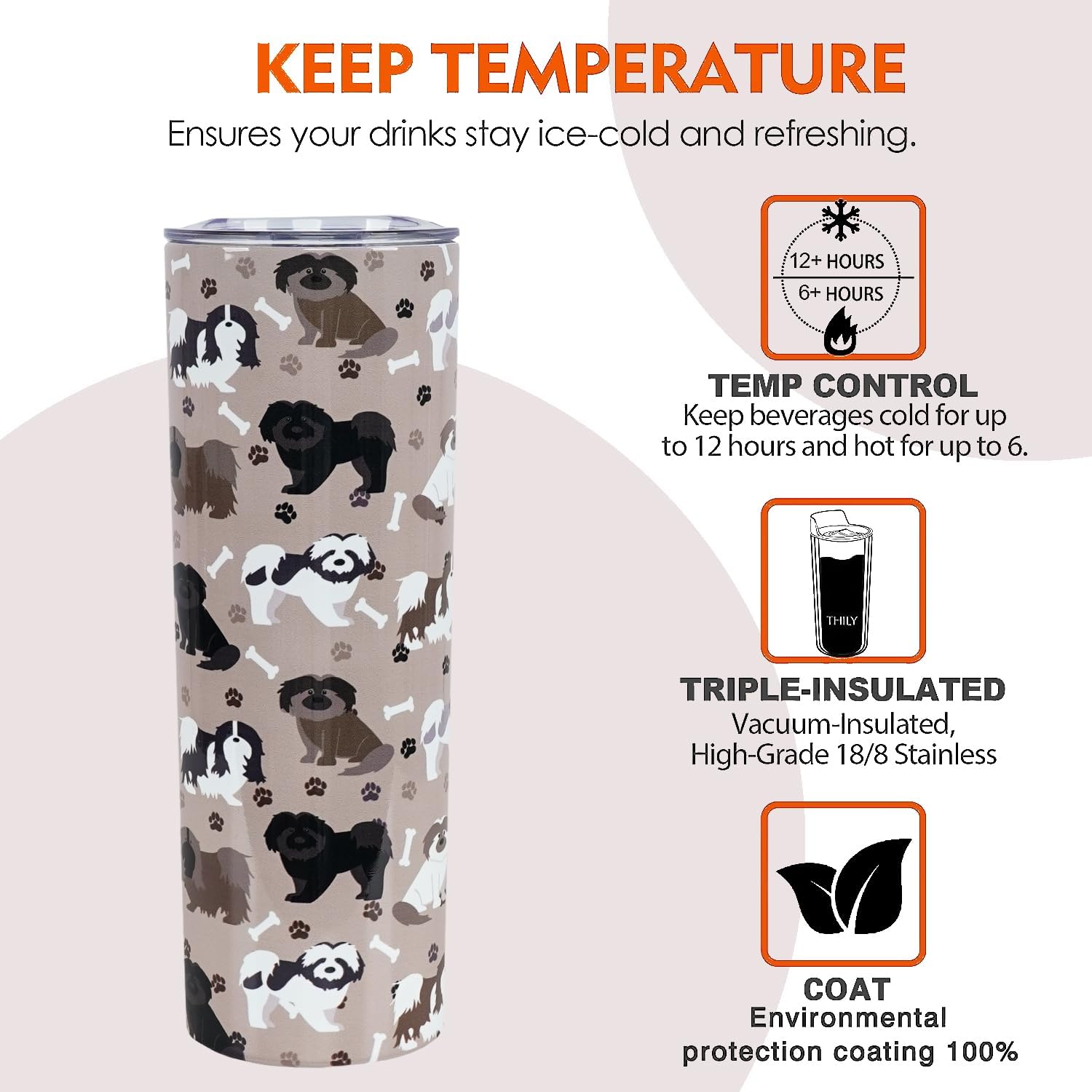 Shih Tzu Regalos para mujeres, vaso Shih Tzu, regalos para amantes de los perros, regalo para perros, tazas de café de viaje Shih Tzu para bebidas