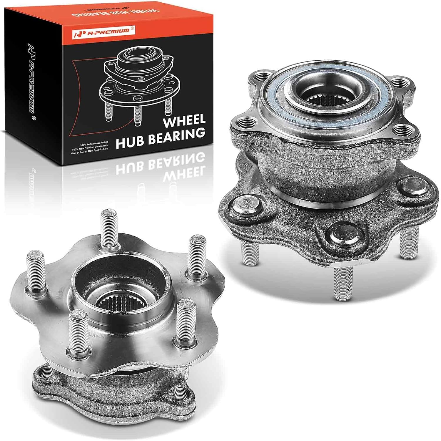A-Premium Buje de rueda trasera y conjunto de rodamientos compatible con Infiniti EX35 EX37 FX35 FX37 G35 M56 M45 Nissan 370Z izquierda y derecha