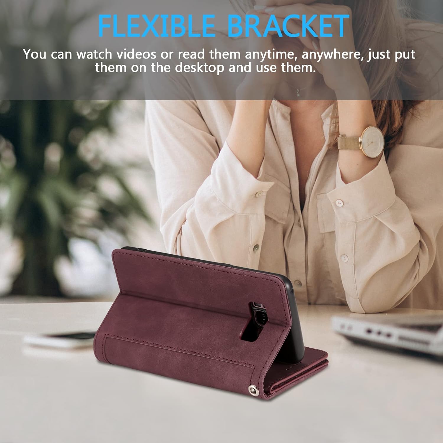 EYZUTAK Funda de teléfono tipo cartera para Samsung Galaxy S8, retro mate 9 ranuras para tarjetas, funda de bolsillo con cremallera, cierre