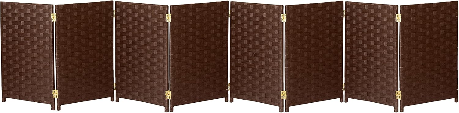 Red Lantern Pantalla plegable de fibra tejida corta de 2 pies – 8 paneles – Dark Mocha