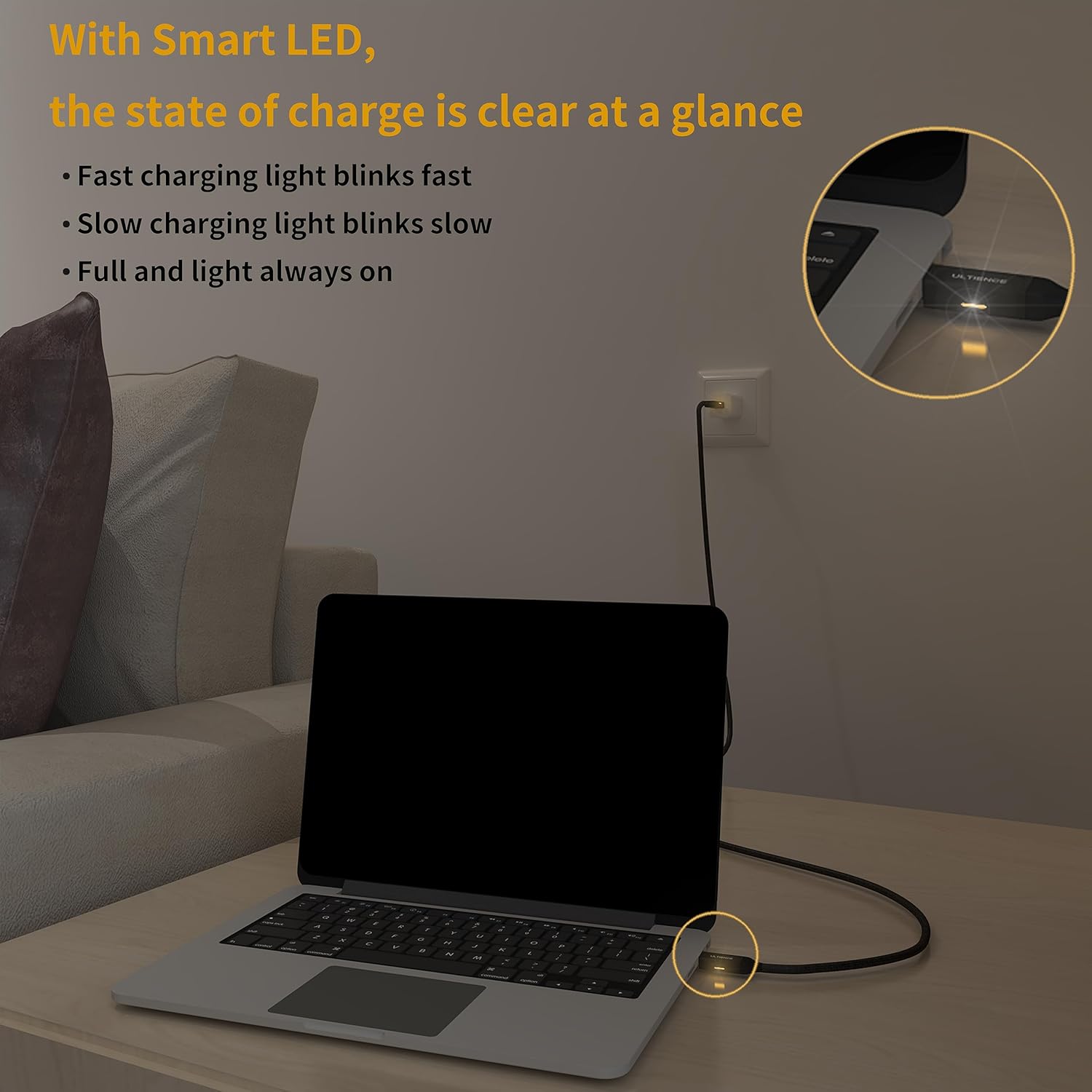 Cable de carga rápida USB C a USB C de 240 W, 4.9 pies, compatible con monitores Thunderbolt 3USB 4PD8K, cable trenzado de transferencia de datos de