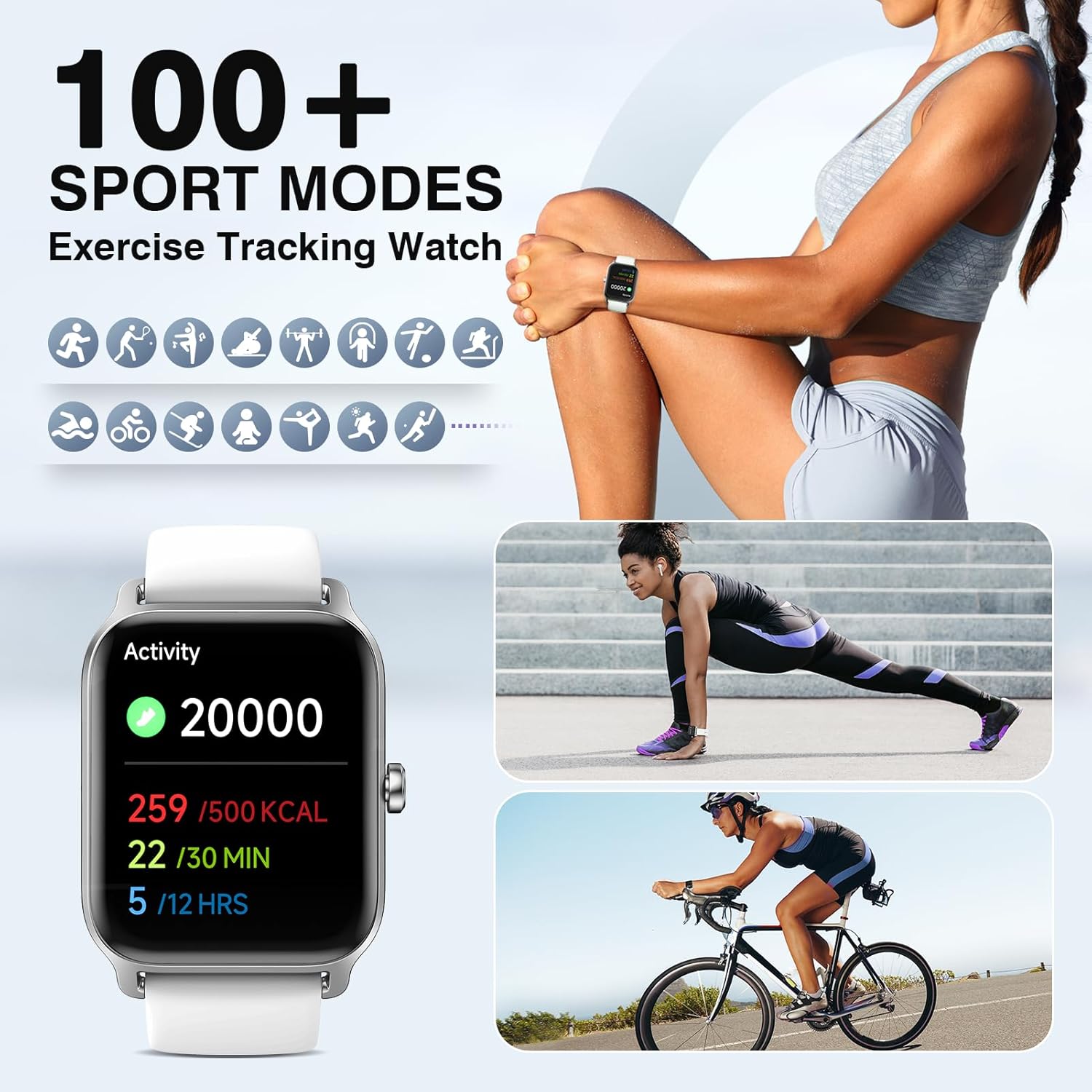 Quican Relojes inteligentes para mujer, compatibles con teléfonos iOS y Android, relojes inteligentes impermeables con llamadas, voz Alexa,