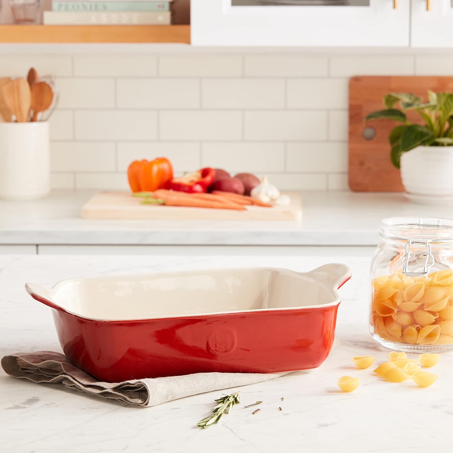 Emile Henry Modern Classics – Panadero rectangular pequeño de 11 x 10, 11 x 8 pulgadas, rojo rojo