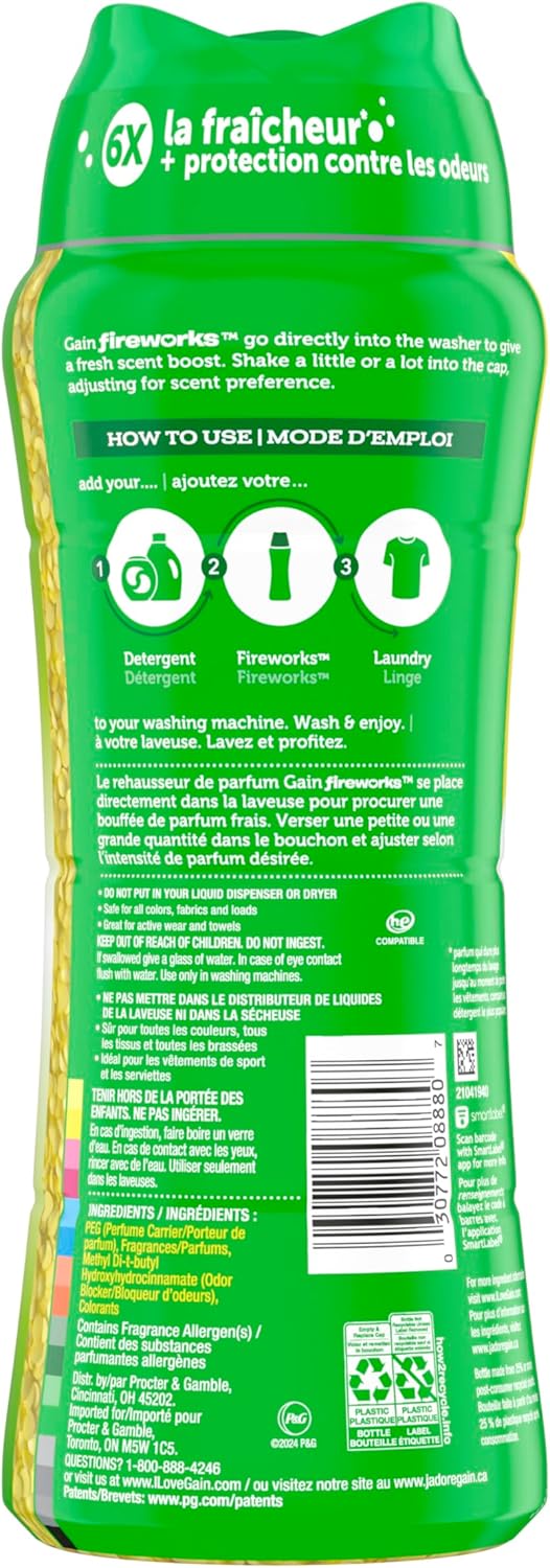 Gain Fireworks – Cuentas de refuerzo de aroma en lavado, original, 18.2 onzas
