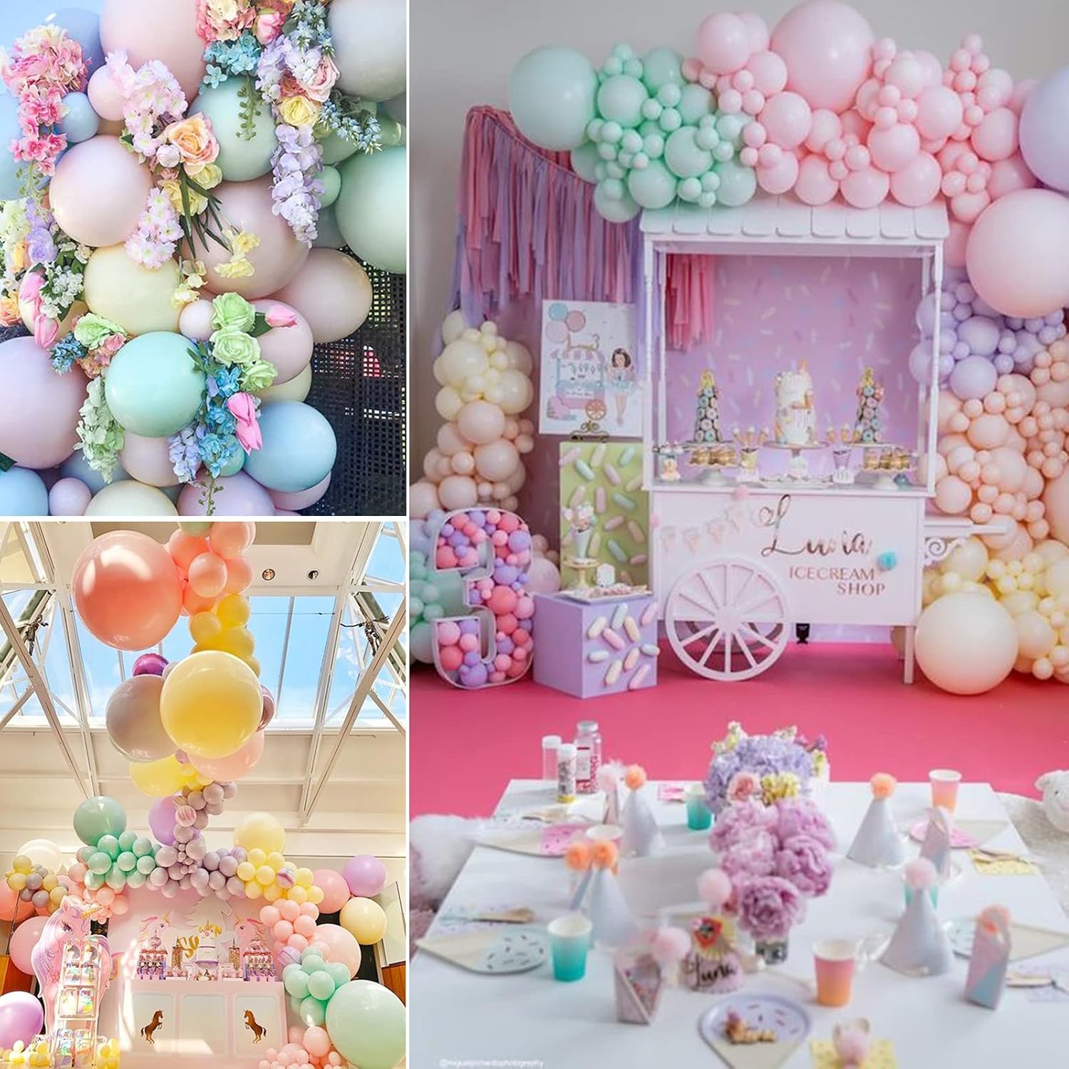 Infloral Guirnalda de globos macarrón arco iris de 17pies para unicornio mágico, pastel, baby shower, fiesta de cumpleaños, cabina de fotos, fondo,