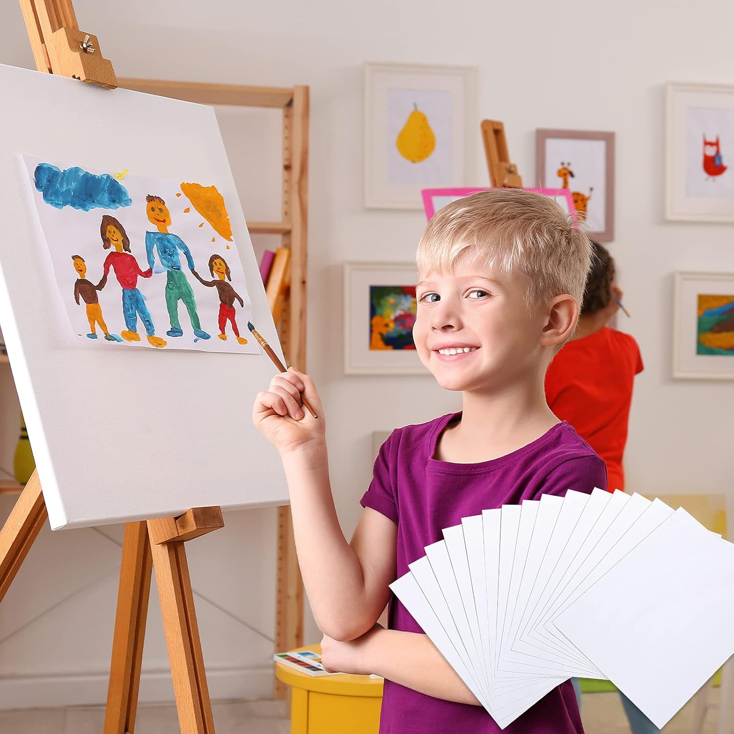 TecUnite 60 hojas de papel de acuarela para niños, papel de pintura de prensa en frío blanco a granel para niños, acuarelista, dibujo, estudiante,