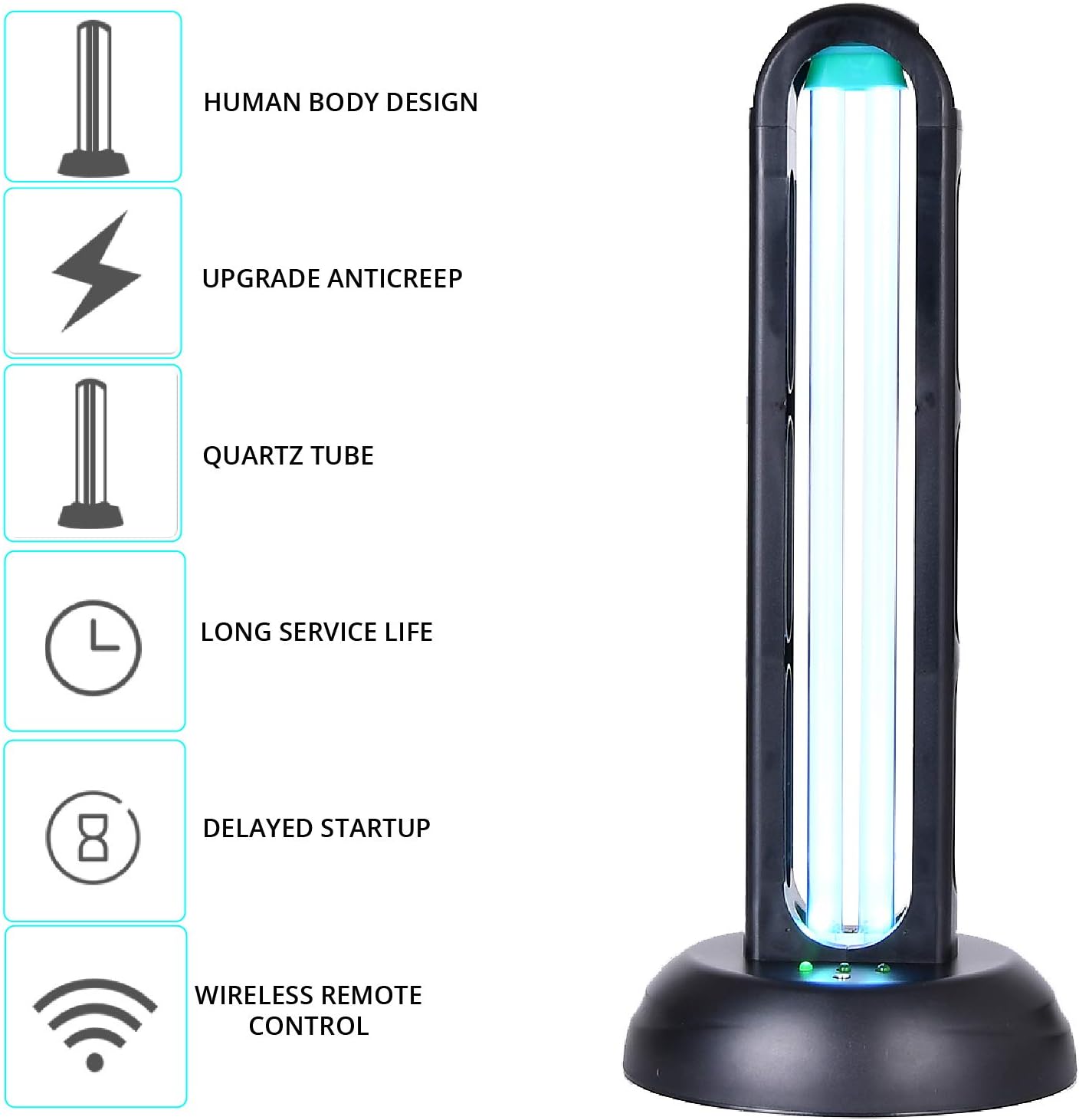 WBM Smart UV Light Sanitizer,UVC Disinfection Blue Lamp,40W Remote Control Ultraviolet Ozone Sterilization Light Compact for Home Office Hotel