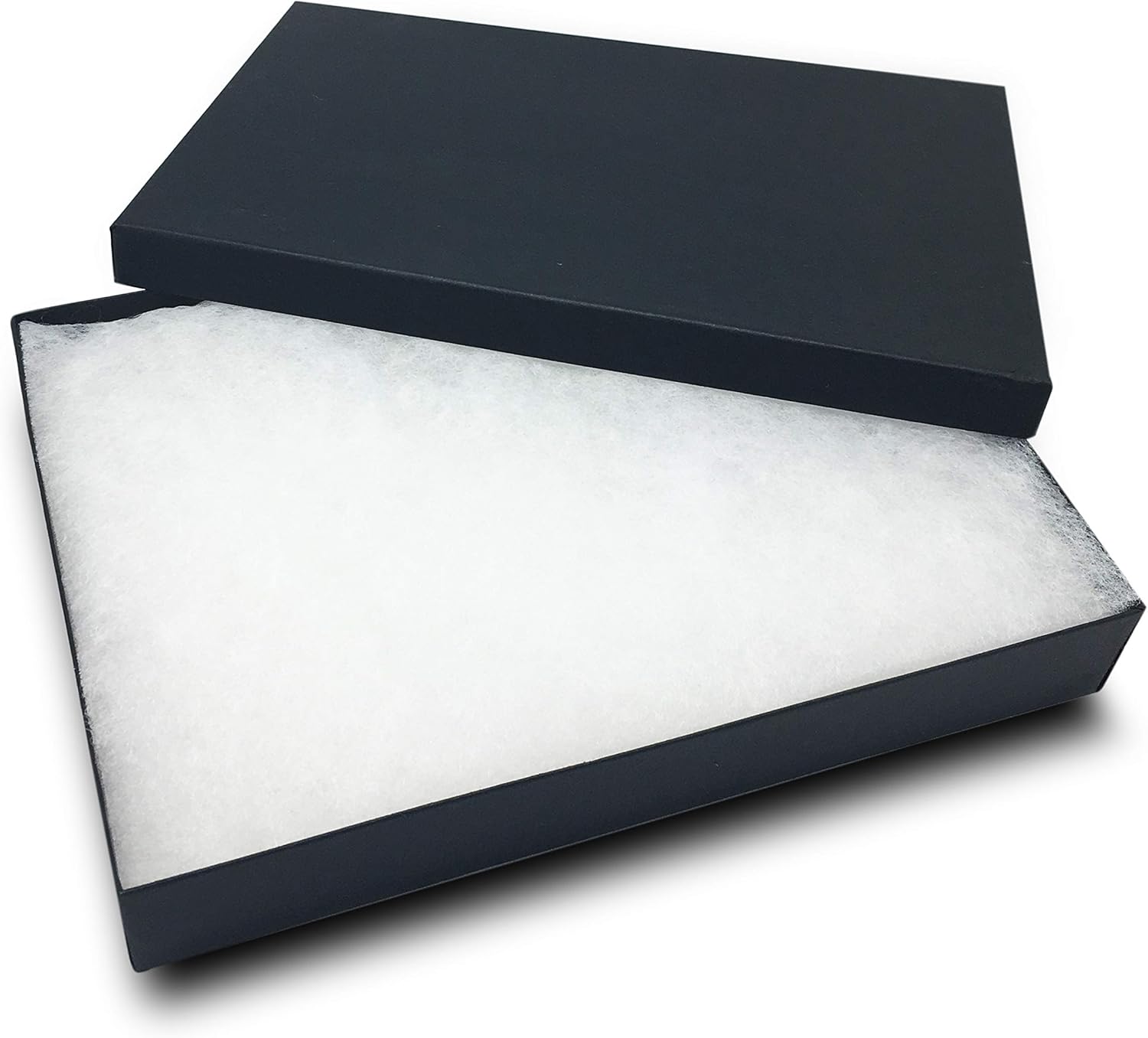 TheDisplayGuys – Paquete de 25 cajas de joyería de papel kraft #75 con relleno de algodón, negro mate (7-18 x 5-15 x 1-13 pulgadas), regalo, envío,