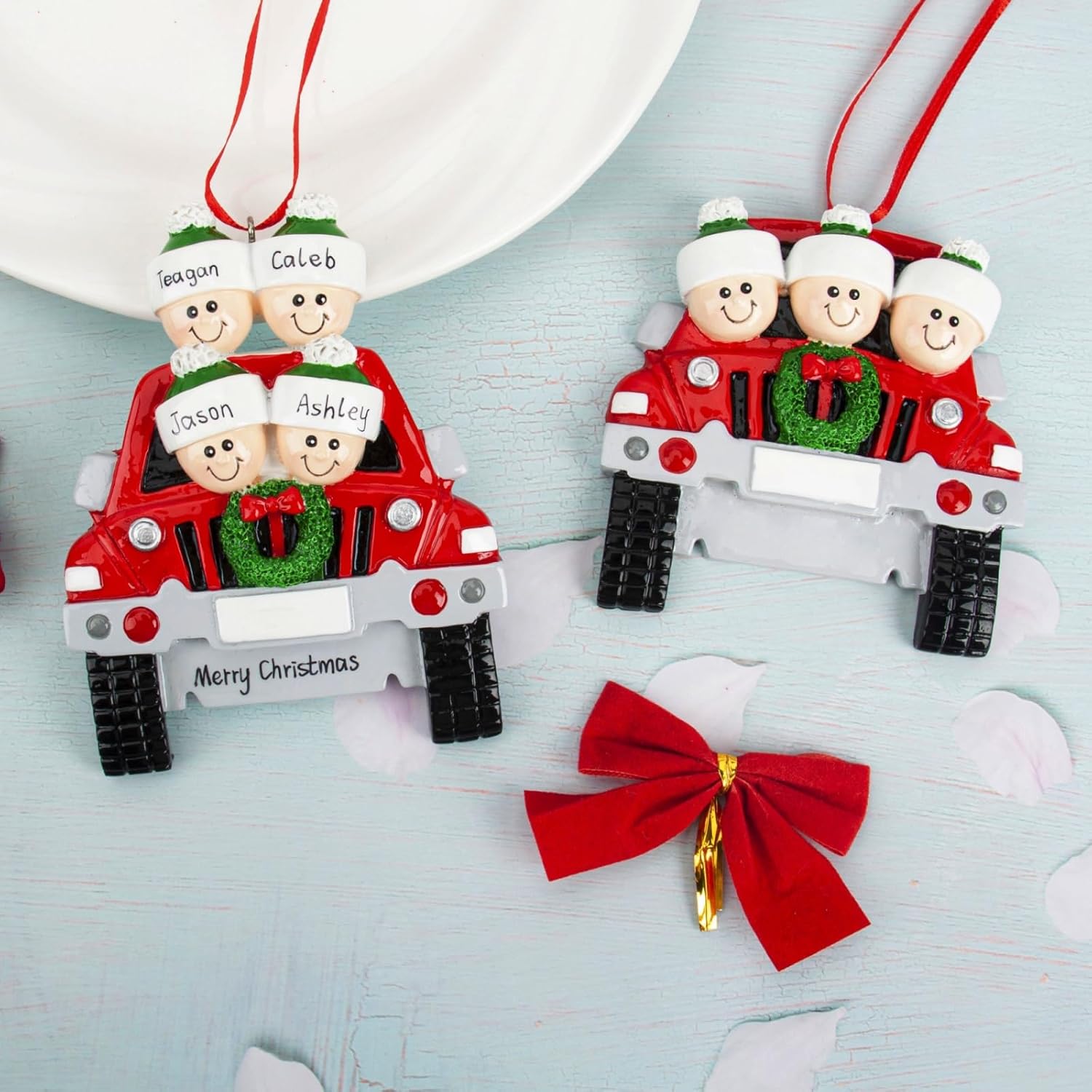 Adornos de Navidad personalizados, adorno de Navidad personalizado para la familia del automóvil 2023, decoraciones de Navidad con nombre