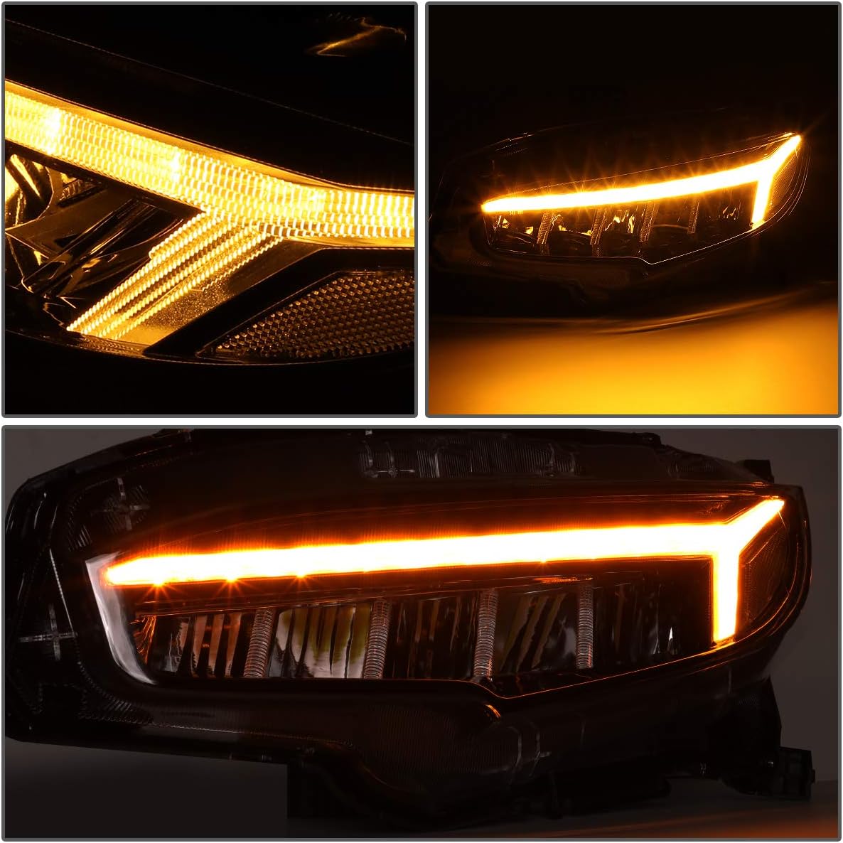 Auto Dynasty Par de lámparas LED DRL estilo DRL secuencial para faros delanteros compatibles con Honda Civic 16-18