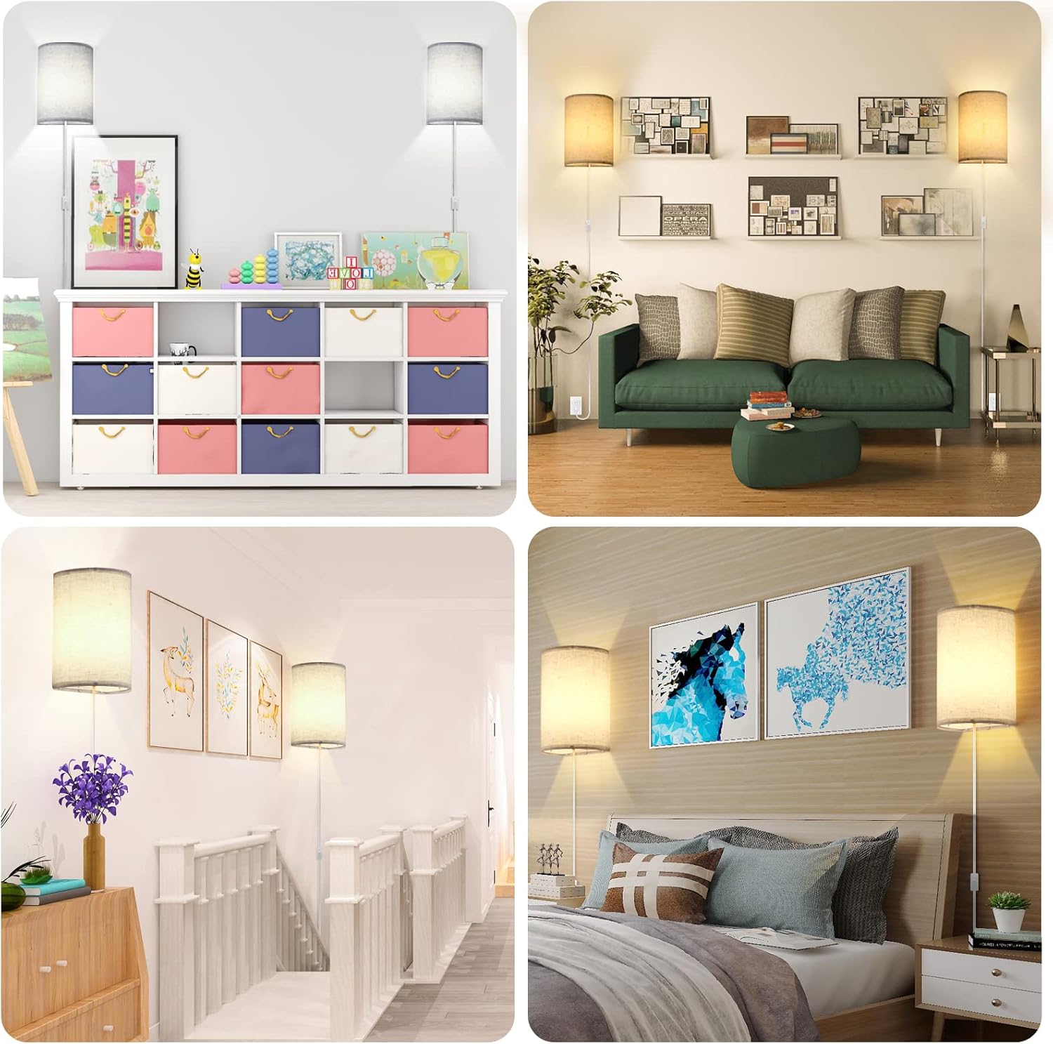 Aplique de pared enchufable, 3 colores, juego de dos, lámpara de pared industrial con cable de enchufe, accesorio rústico, interruptor de