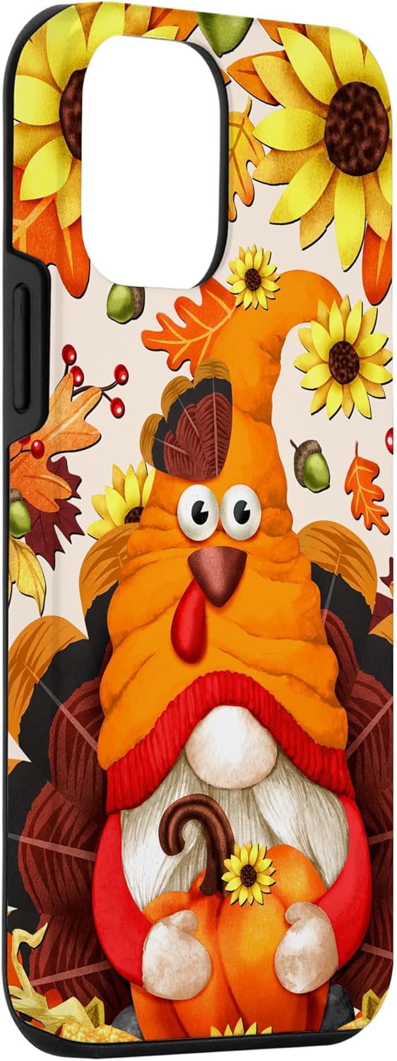 iPhone 12 mini gnomo calabaza pavo para el día de Acción de Gracias lindo otoño caso otoño