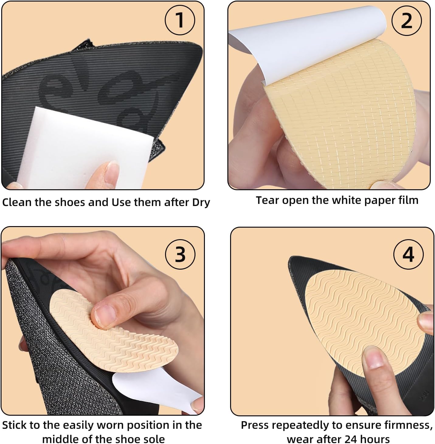 2 pares de almohadillas antideslizantes para zapatos, protectores adhesivos de suela de zapatos, agarre de gel de silicona en la parte inferior de