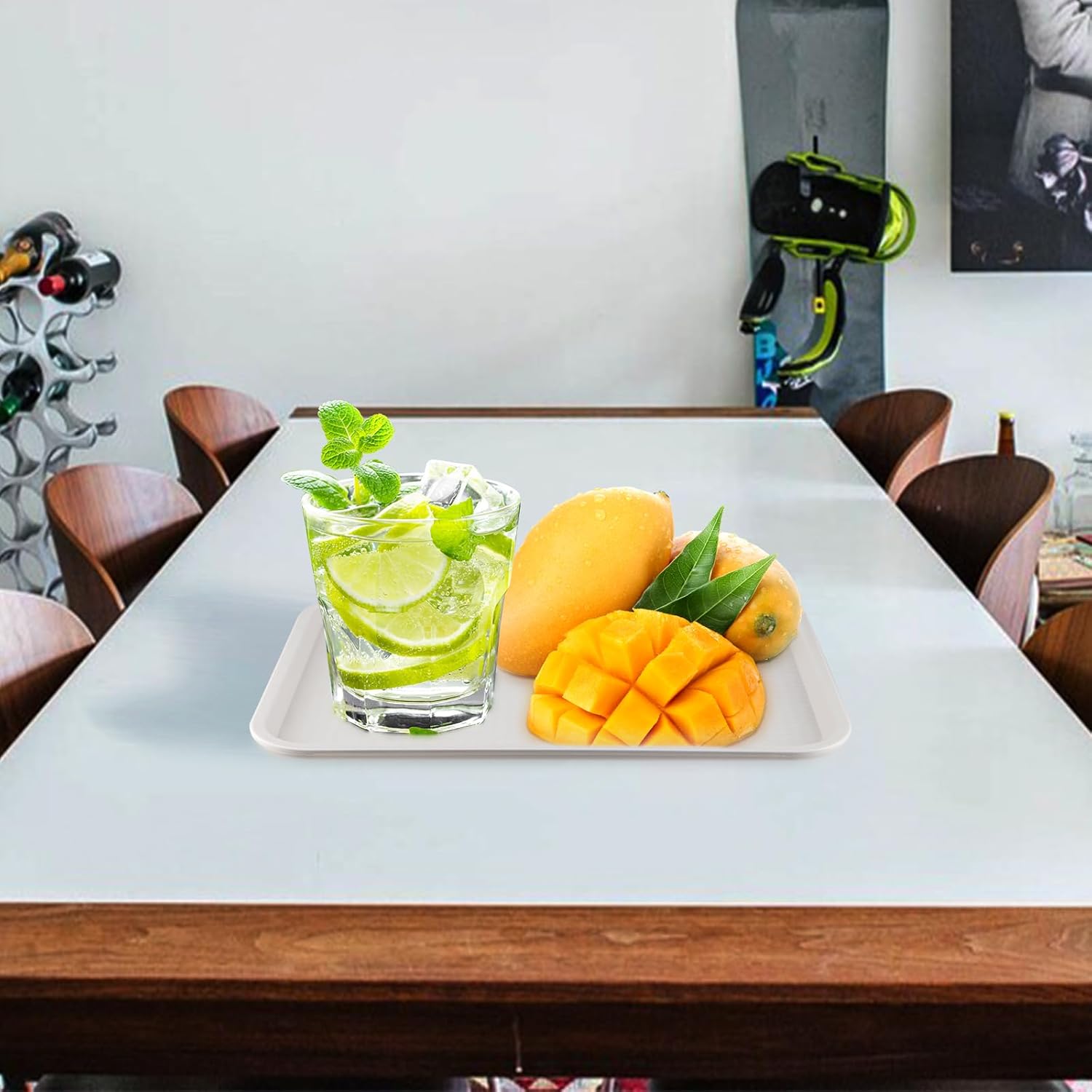 HEIHAK Paquete de 10 bandejas de plástico para comida rápida, bandejas de plástico para cafeterías de 16 x 12 pulgadas con superficie texturizada,