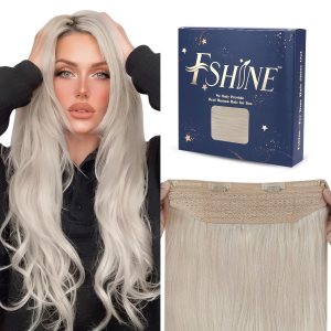 Fshine Extensiones de cabello humano Remy con alambre #1000, extensiones de cabello humano rubio blanco #1000, 18 pulgadas, 2.82 oz, extensiones de Fshine Extensiones de cabello humano Remy con alambre #1000, extensiones de cabello humano rubio blanco #1000, 18 pulgadas, 2.82 oz, extensiones de