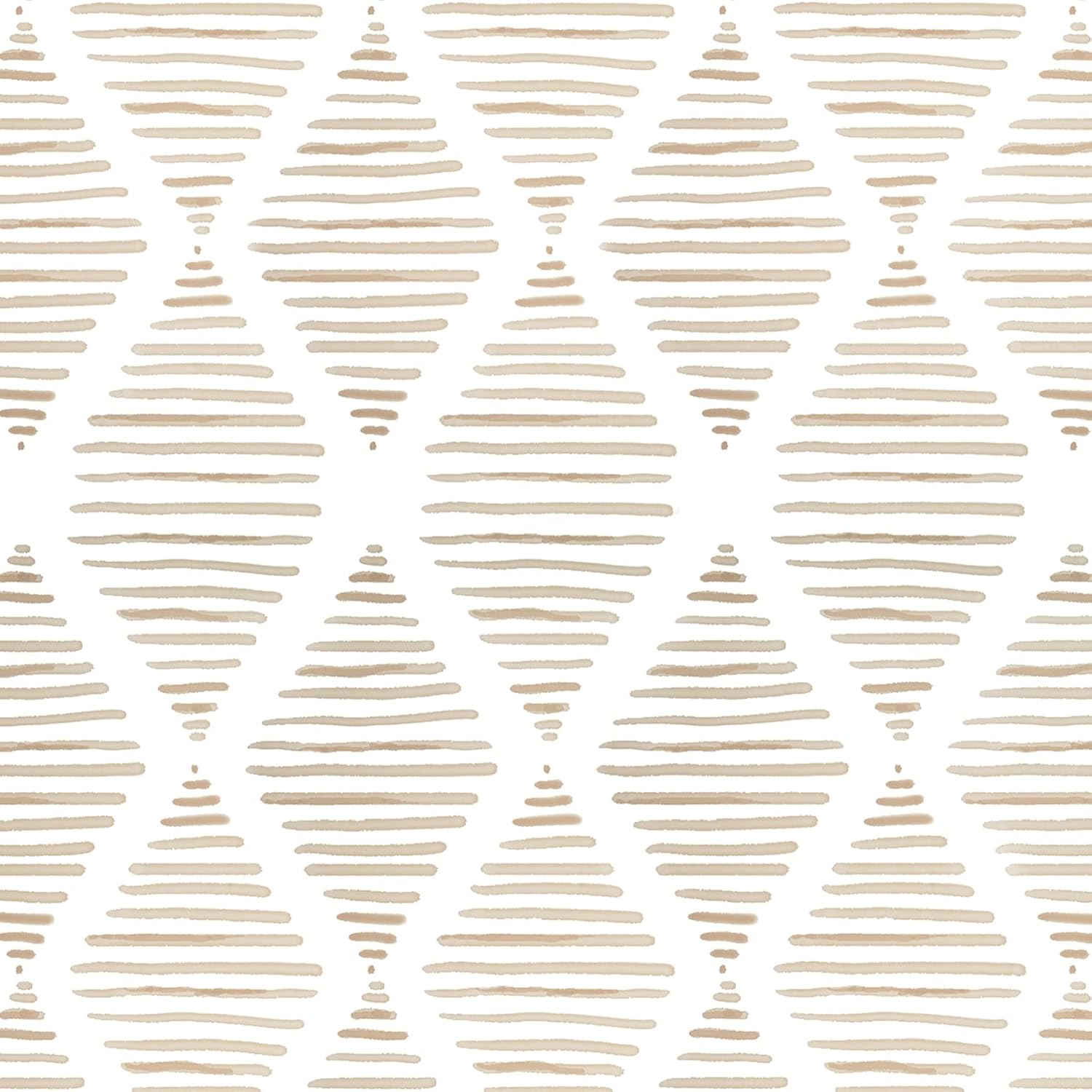 WENMER Papel tapiz geométrico para despegar y pegar de 17.3 x 1181 pulgadas, papel tapiz a rayas beige, autoadhesivo, extraíble, papel tapiz