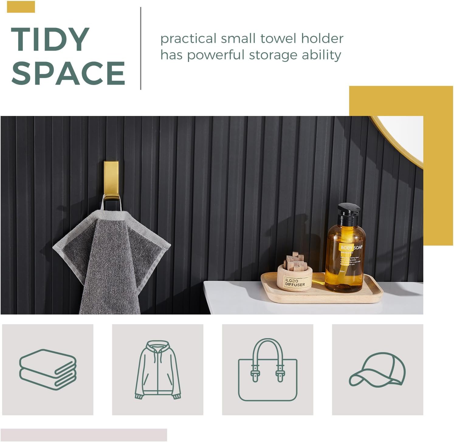 Gancho para bata de toalla, oro cepillado, soporte para toallas de mano de acero inoxidable 304, soporte de pared para colgar ropa de baño