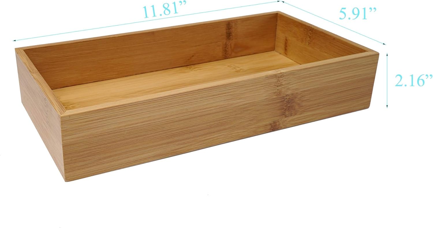 Aviboo Organizador de cajones y bandeja de almacenamiento de madera de bambú, soporte multiusos para manualidades, costura, oficina, baño, cocina