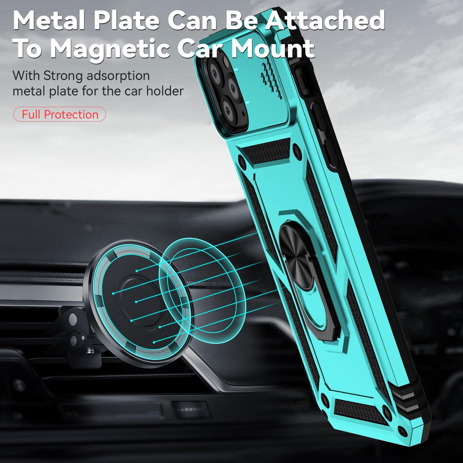 Funda para iPhone 11 Pro con cubierta para lente de cámara, protector de pantalla HD, doble capa de protección contra caídas de grado militar,