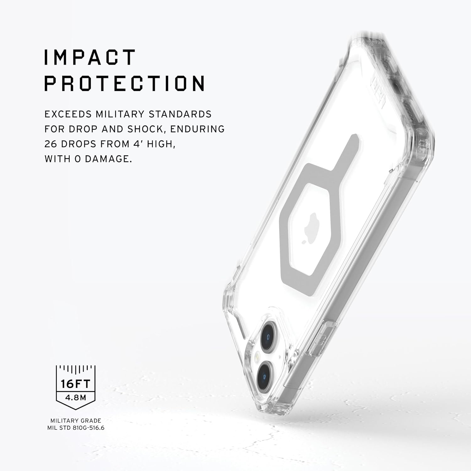 URBAN ARMOR GEAR UAG – Funda diseñada para iPhone 15 Plyo IceSilver de 6.1 pulgadas, compatible con MagSafe Bundle con cordón UAG para teléfono
