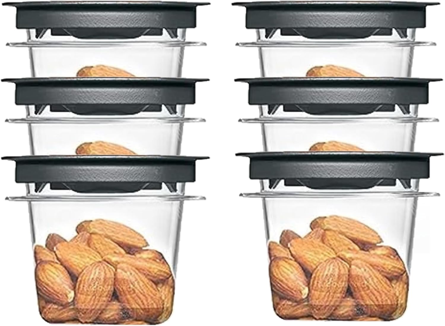 Rubbermaid Premier, Half Cup Premier Flex & Seal – Juego de almacenamiento de alimentos, 6 recipientes Tritan, 6 tapas flexibles y selladas grises,